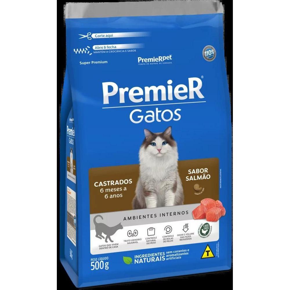 Ração Seca PremieR Gatos Castrados 6 meses a 6 anos sabor Salmão 7.5kg