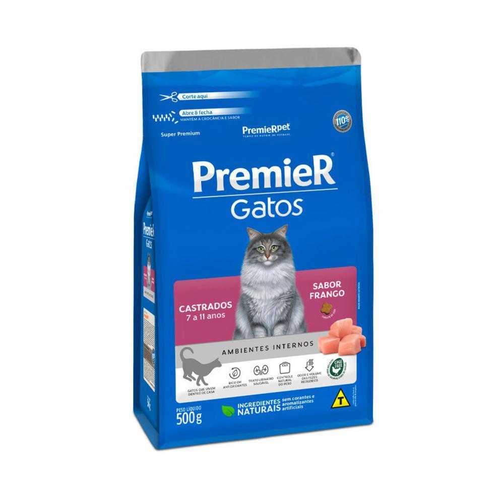 Ração Premier para Gatos Castrados de 7 a 11 anos Sabor Frango 500g