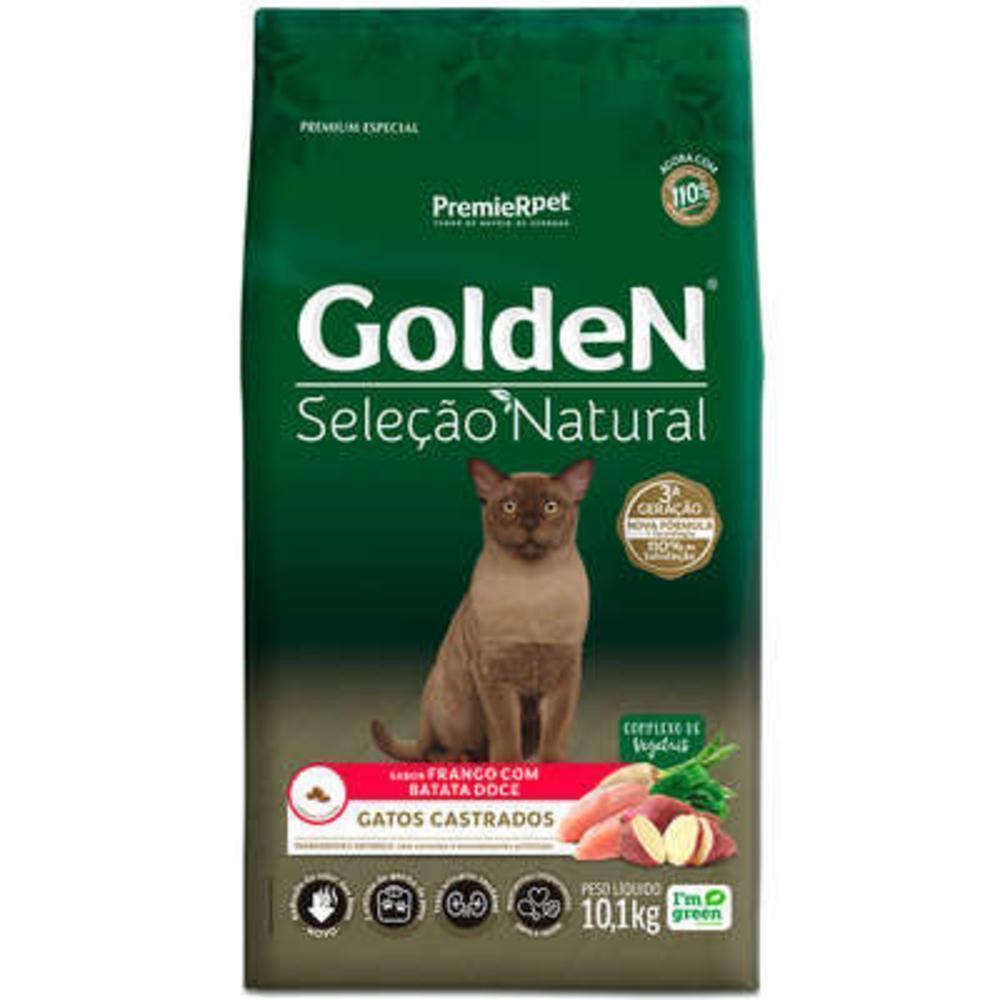 Ração Seca GoldeN Seleção Natural Frango com Batata Doce para Gatos Castrados - 10,1Kg