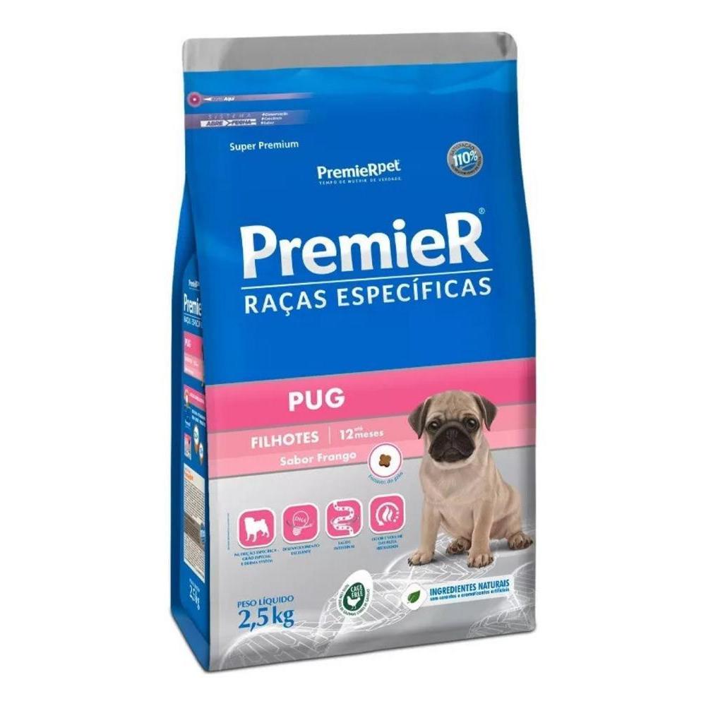 Ração Premier Raças Específicas Pug para Cães Filhotes Sabor Frango 2.5kg