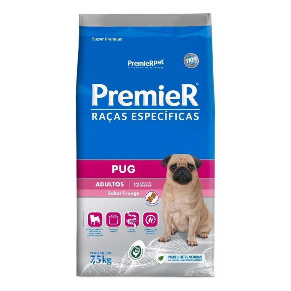 Ração Premier Raças Específicas Pug para Cães Adultos Sabor Frango 7,5kg
