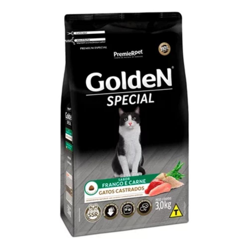 Ração Golden Special para Gatos Castrados Sabor Frango e Carne 3KG