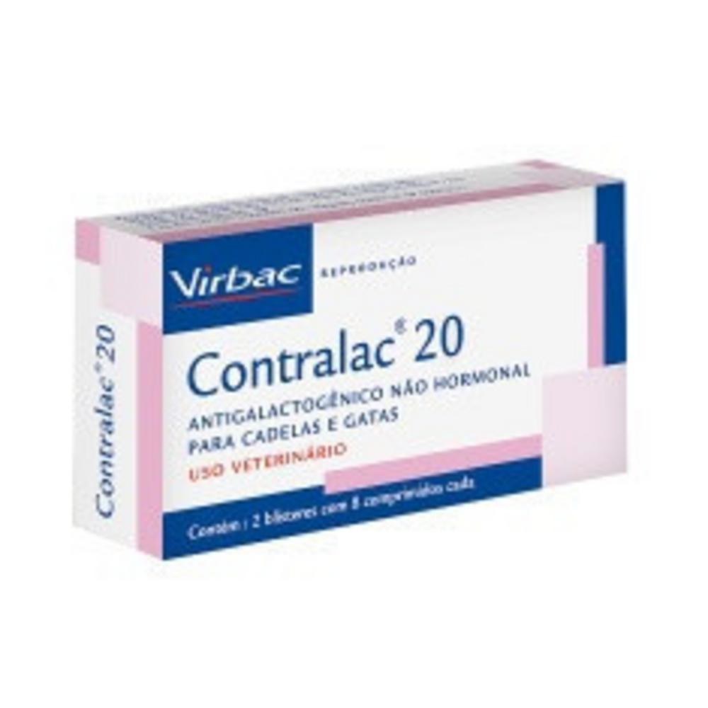 Antigalactogênico Virbac Contralac 20 para Cães e Gatos - 16 Comprimidos