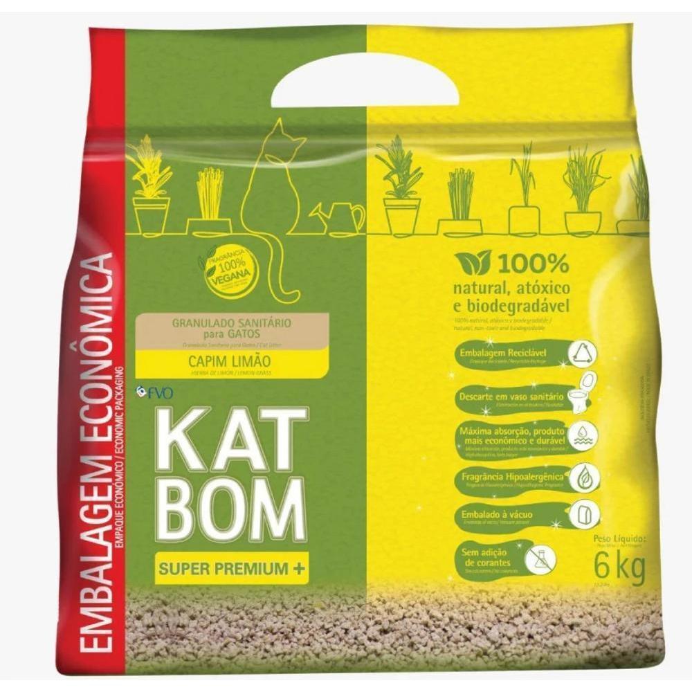 Granulado Higiênico de Capim Limão para Gatos Kat Bom 6Kg
