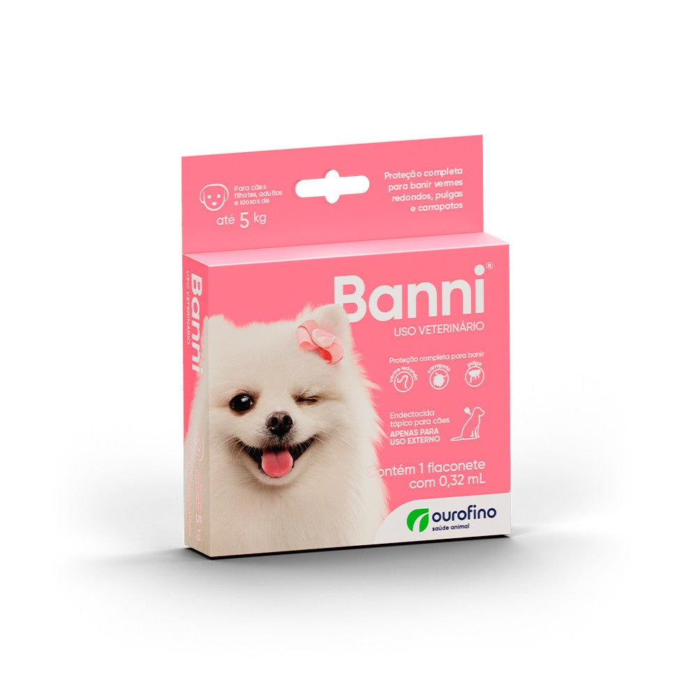 Antipulgas Ourofino Banni 3 0,31 mL para Cães até 5Kg - 1 Pipeta
