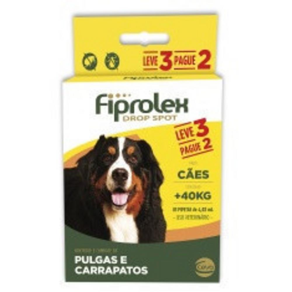 Combo Antipulgas e Carrapatos Fiprolex Drop Spot Ceva para Cães Acima de 40kg Leve 3 Pague 2