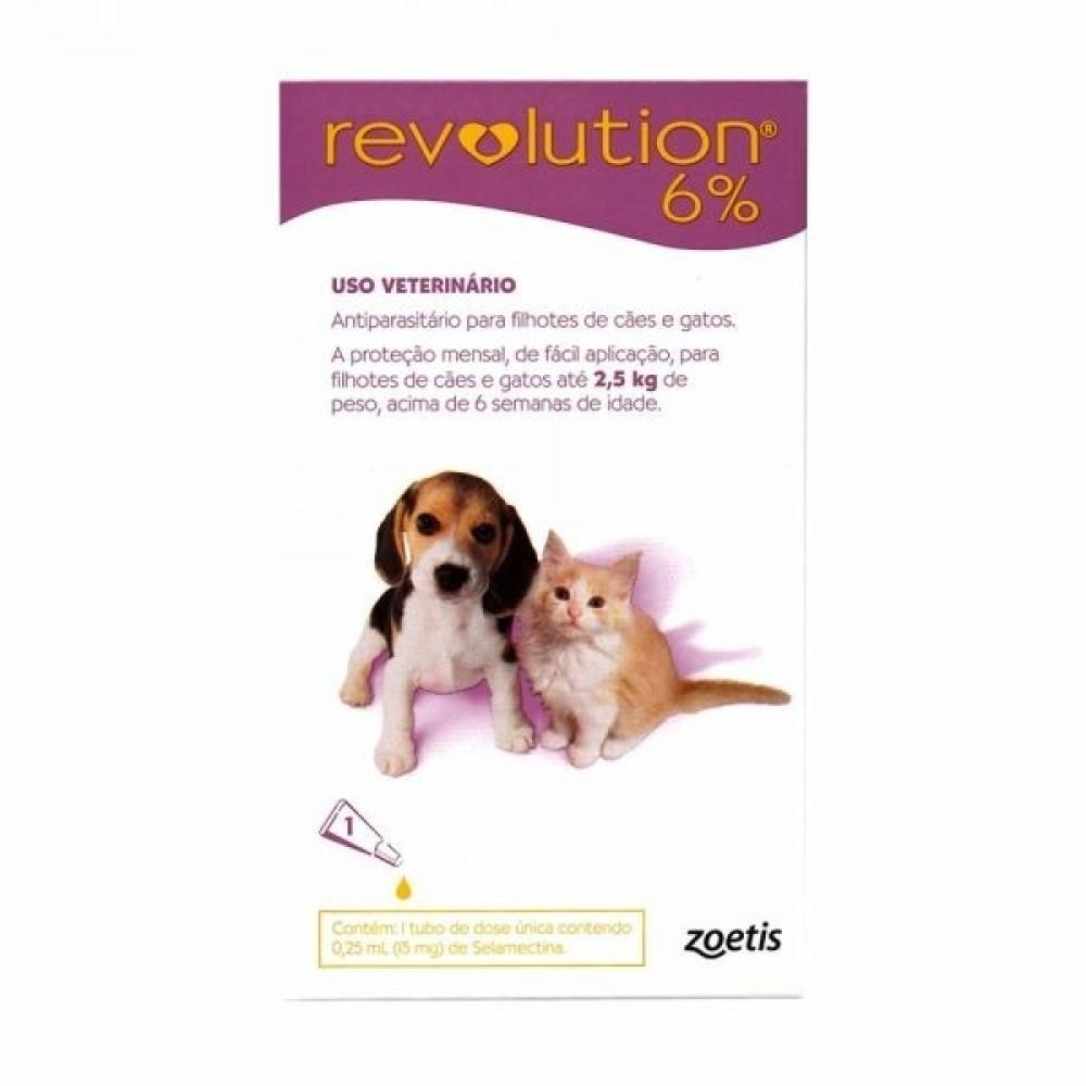Antipulgas e Carrapatos Zoetis Revolution 6% para Cães e Gatos até 2,5Kg - 1 Ampola de 0,25 mL