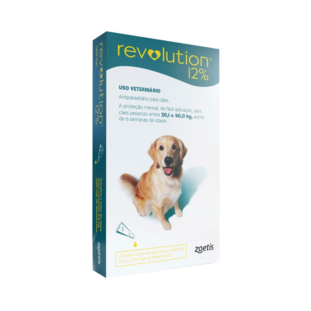 Antipulgas e Carrapatos Zoetis Revolution 12% para Cães de 10 a 20Kg - 1 Ampola de 1,0 mL