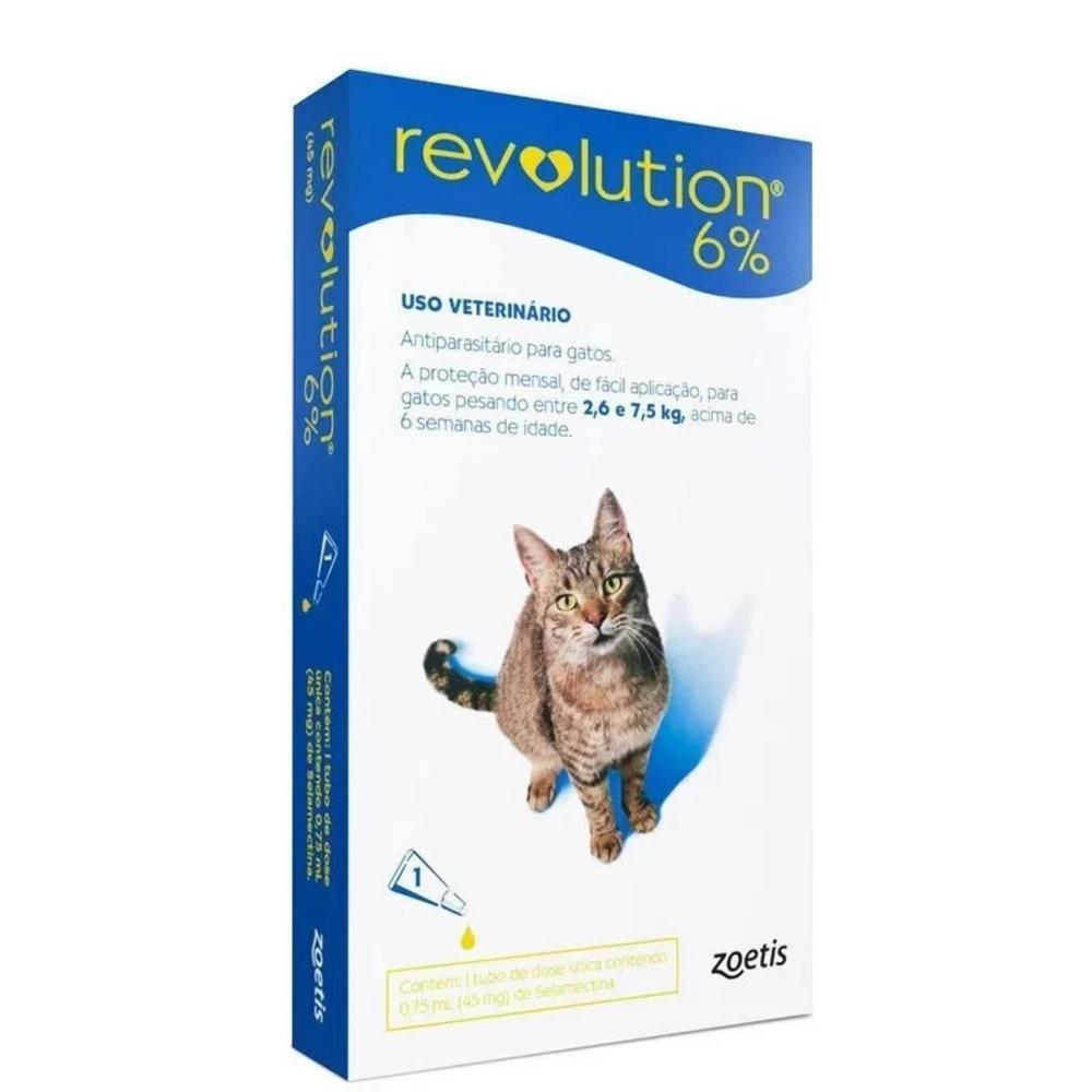 Antipulgas Gatos Revolution 75mg 2,6-7,5kg 3 Bisnagas