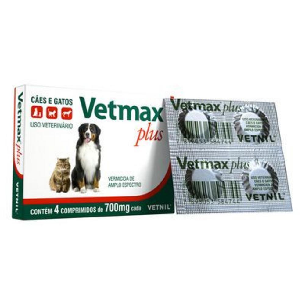 Vermífugo Vetnil Vetmax Plus 700 mg 4 Comprimidos