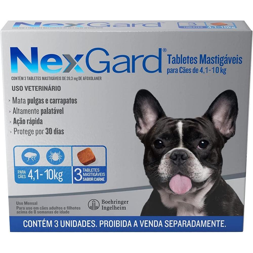 AJUDERS: Antipulgas e Carrapatos NexGard 28,3 mg para Cães de 4,1 a 10 Kg