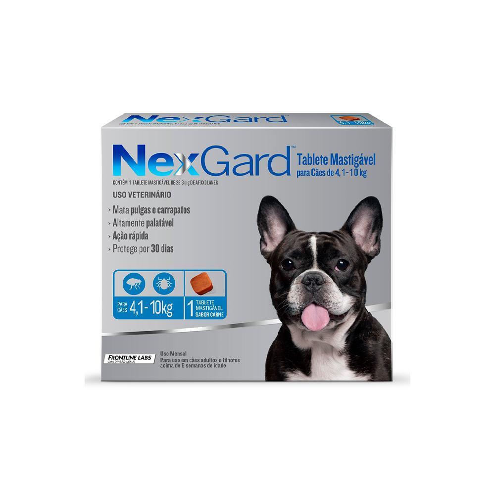 Antipulgas e Carrapatos NexGard 28,3 mg para Cães de 4,1 a 10 Kg - 1 comprimido
