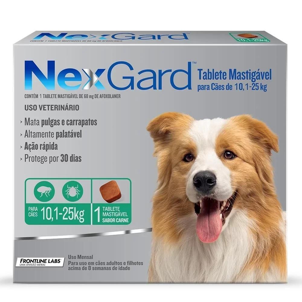AJUDERS: Antipulgas e Carrapatos Merial para Cães de 10,1 a 25Kg Nexgard
