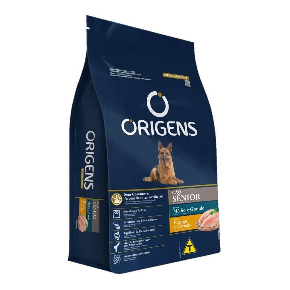 Ração Origens Premium Especial Senior Raças Médias Grandes Frango E Cereais Integrais 15kg
