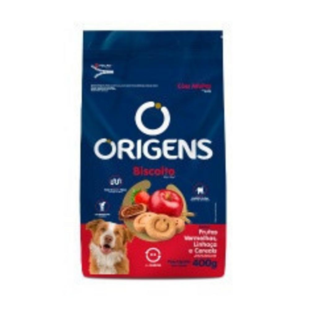 Biscoito Origens para Cães Adultos de Porte Médio e Grande Sabor  Frutas Vermelhas, Linhaça e Cereais 400 g