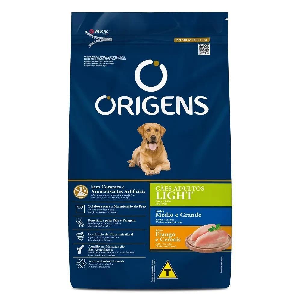 Ração Origens Light Cães Adultos Porte Médio e Grande Frango e Cereais 15Kg