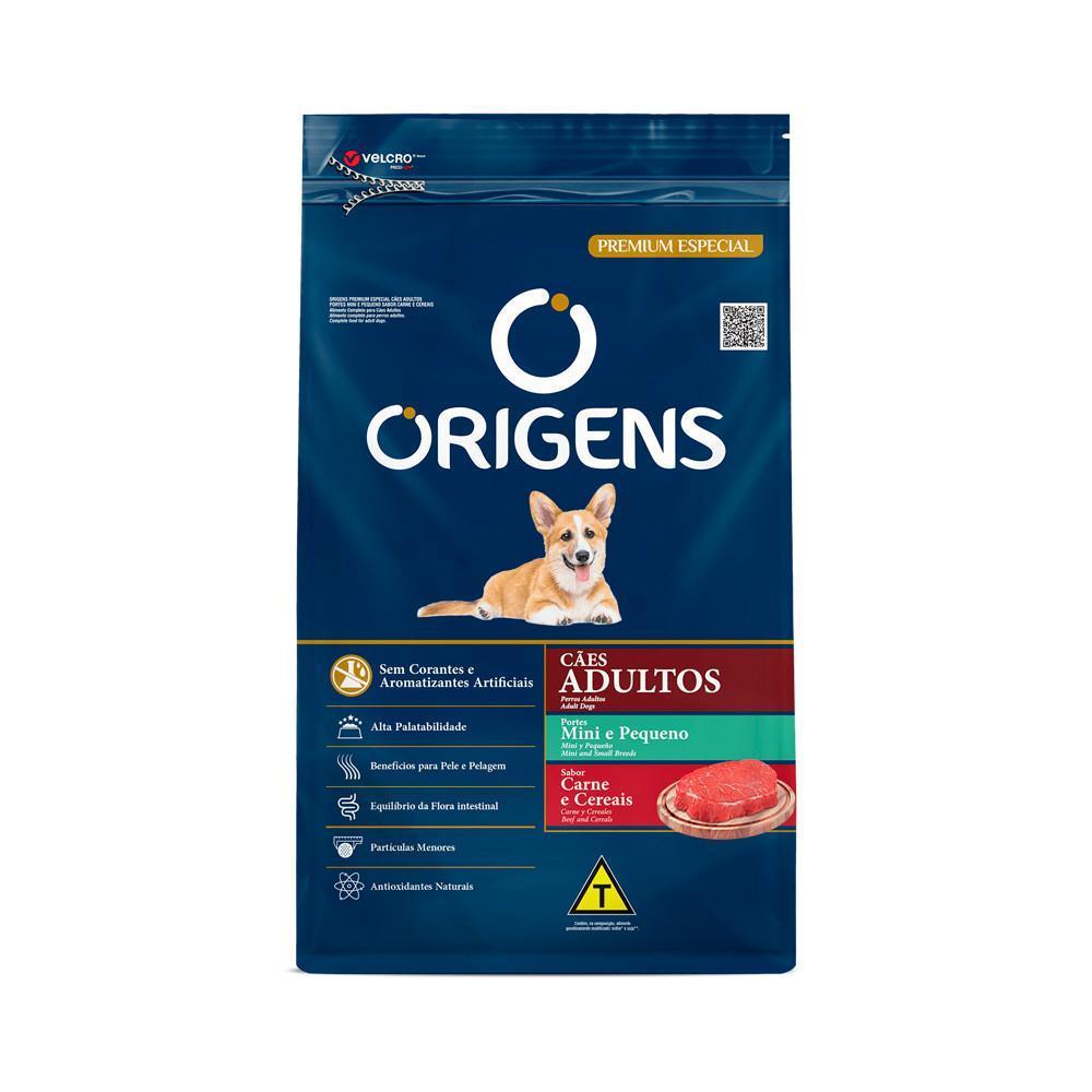 Ração Origens para Cães Adultos de Porte Mini e Pequeno Sabor Carne e Cereais