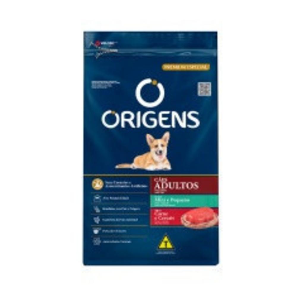 Ração Origens para Cães Adultos de Porte Mini e Pequeno Sabor Carne e Cereais 10,1kg
