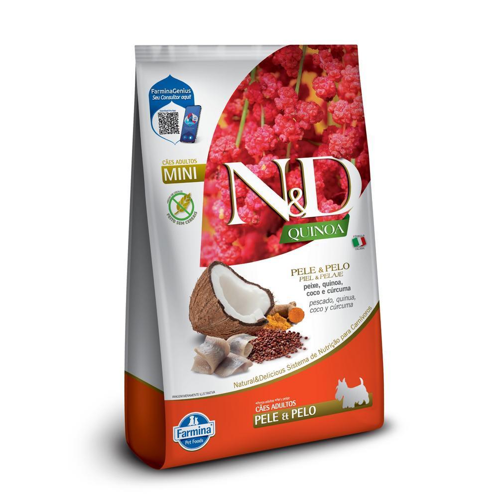 N&D Quinoa Pele e Pelo para Cães Adultos de Raças Mini e Pequenas Sabor Peixe 2,5Kg
