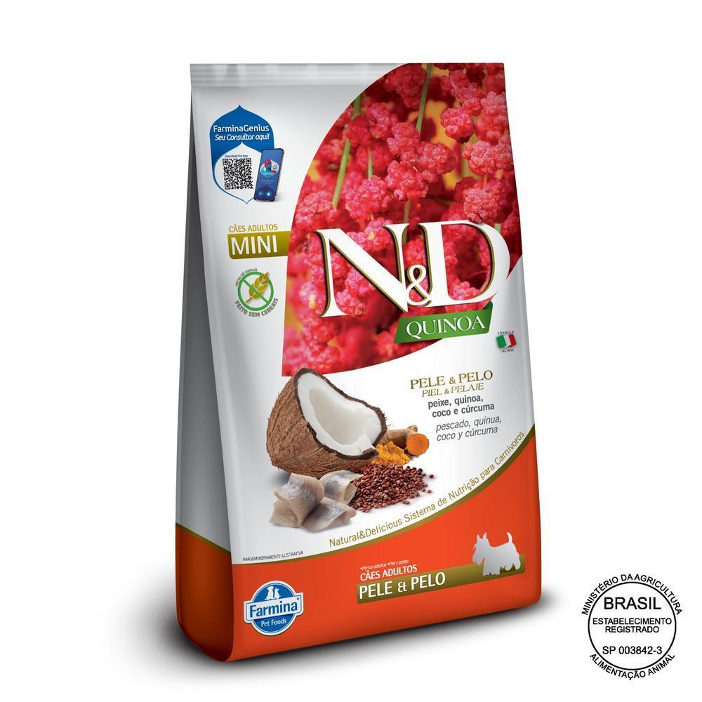 N&D Quinoa Pele e Pelo para Cães Adultos de Raças Mini e Pequenas Sabor Peixe 2,5Kg