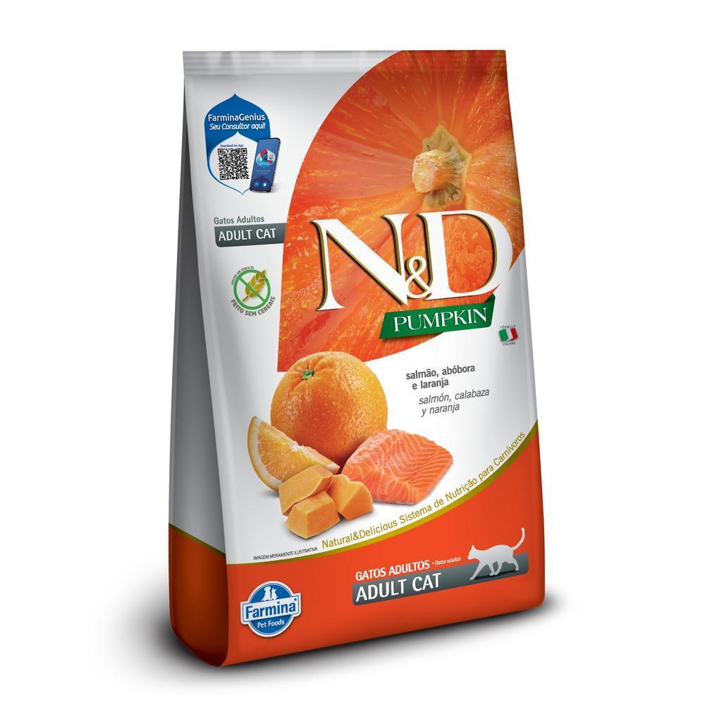 N&D Pumpkin para Gatos Adultos de Todas as Raças Sabor Salmão, Abóbora e Laranja 400g