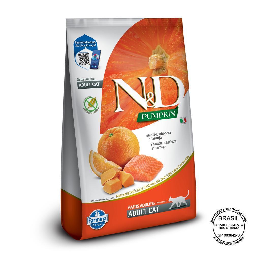 N&D Pumpkin para Gatos Adultos de Todas as Raças Sabor Salmão, Abóbora e Laranja 400g