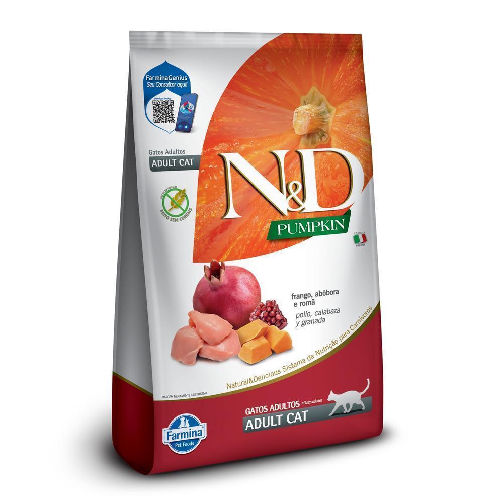 N&D Pumpkin para Gatos Adultos de Todas as Raças Sabor Frango, Abóbora e Romã 1,5Kg