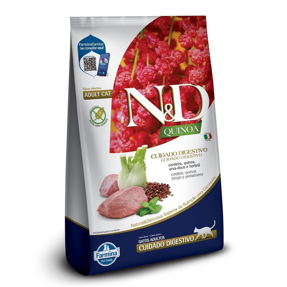 N&D Quinoa Cuidado Digestivo para Gatos Adultos de Todas as Raças Sabor Cordeiro 1,5Kg