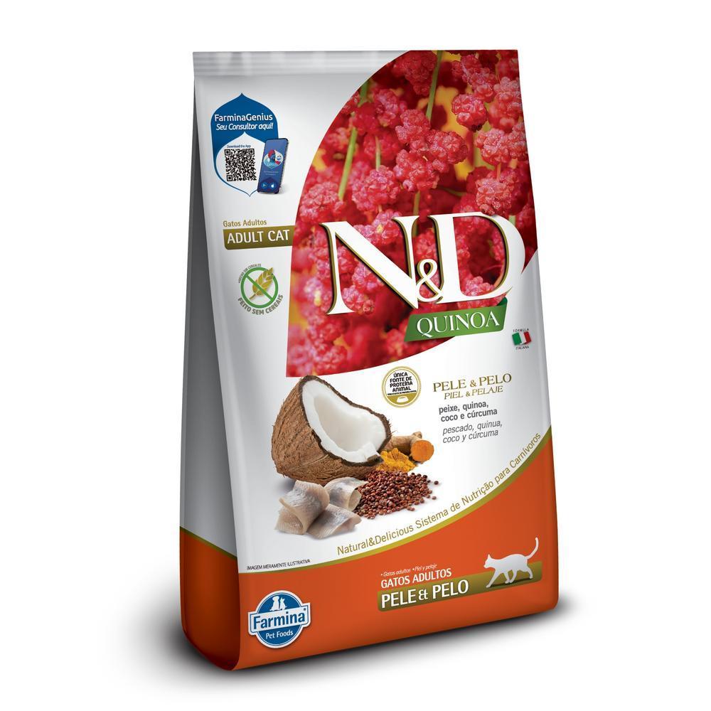 N&D Quinoa Pele e Pelo para Gatos Adultos de Todas as Raças Sabor Peixe 1,5Kg