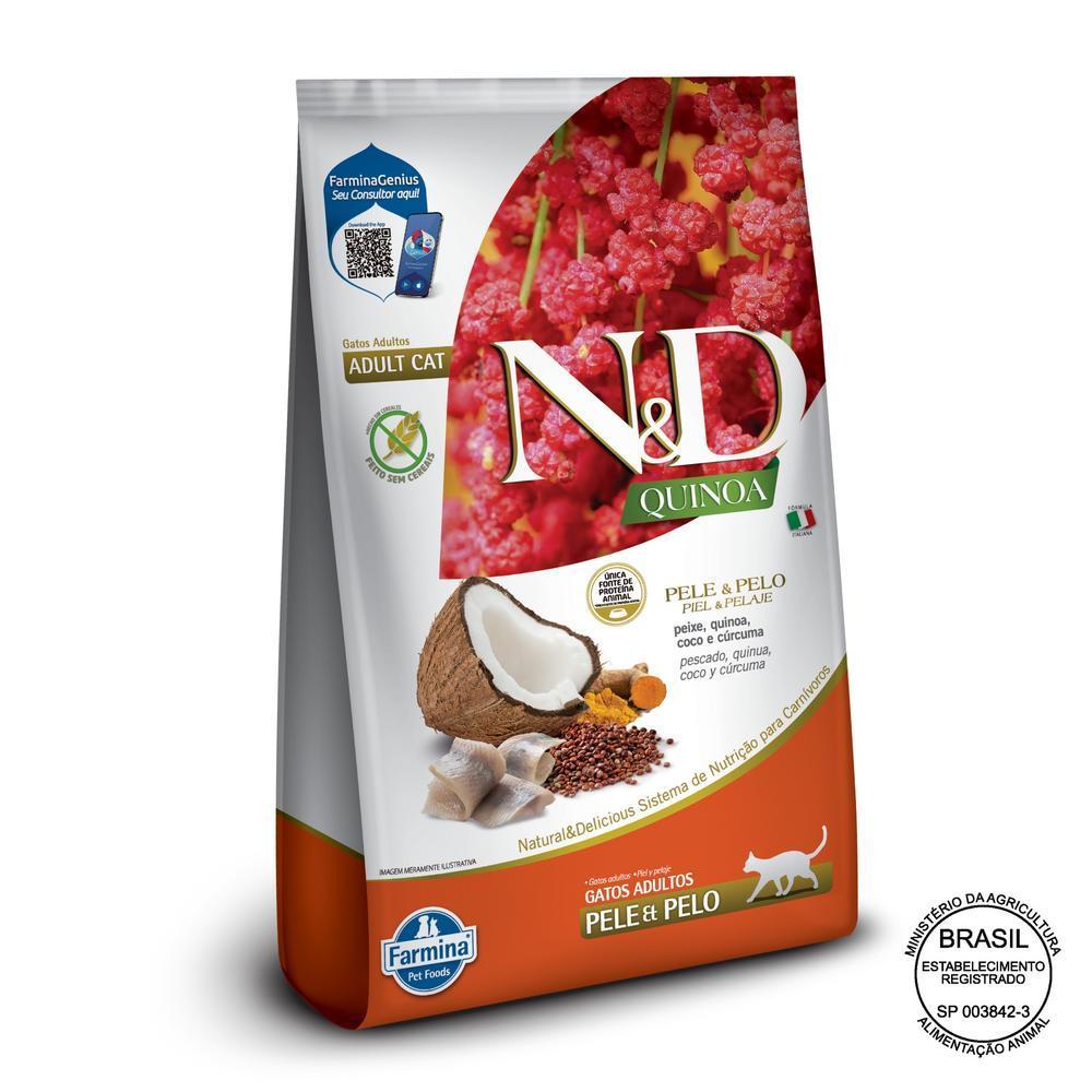 N&D Quinoa Pele e Pelo para Gatos Adultos de Todas as Raças Sabor Peixe 1,5Kg
