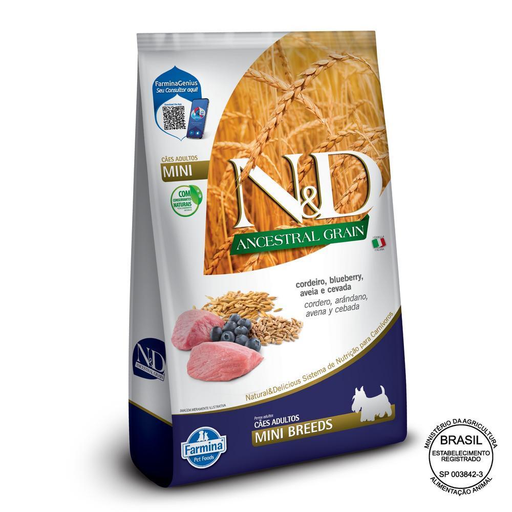 N&D Ancestral para Cães Adultos de Raças Mini e Pequenas Sabor Cordeiro, Blueberry, Aveia e Cevada 10,1Kg
