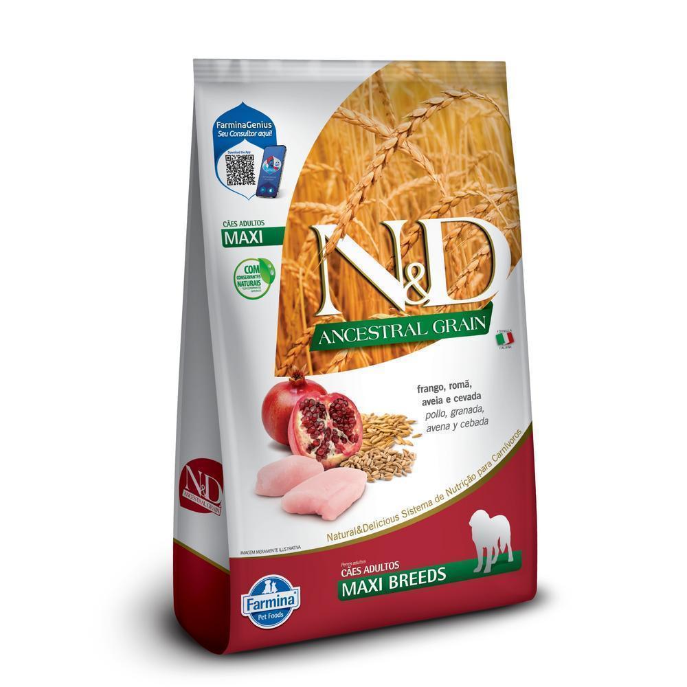 N&D Ancestral para Cães Adultos de Raças Grandes e Gigantes Sabor Frango, Romã, Aveia e Cevada 10,1Kg