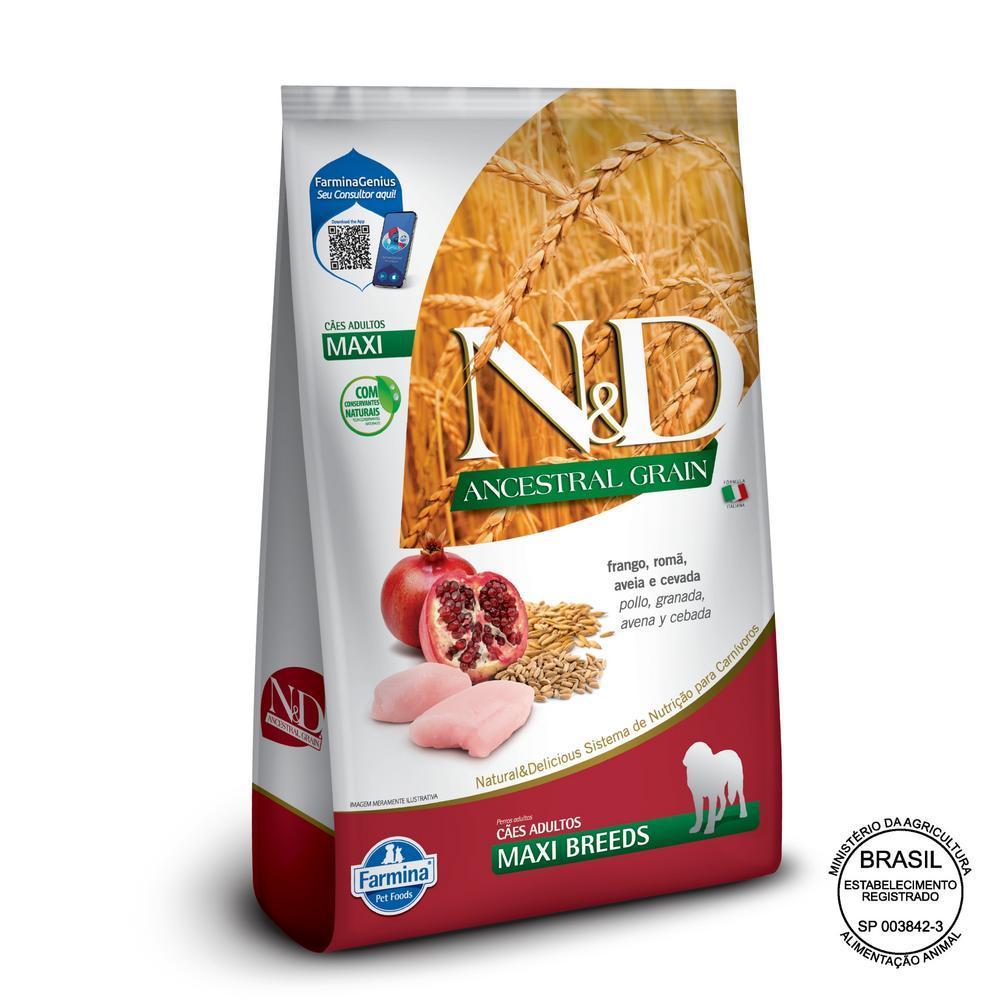 N&D Ancestral para Cães Adultos de Raças Grandes e Gigantes Sabor Frango, Romã, Aveia e Cevada 10,1Kg