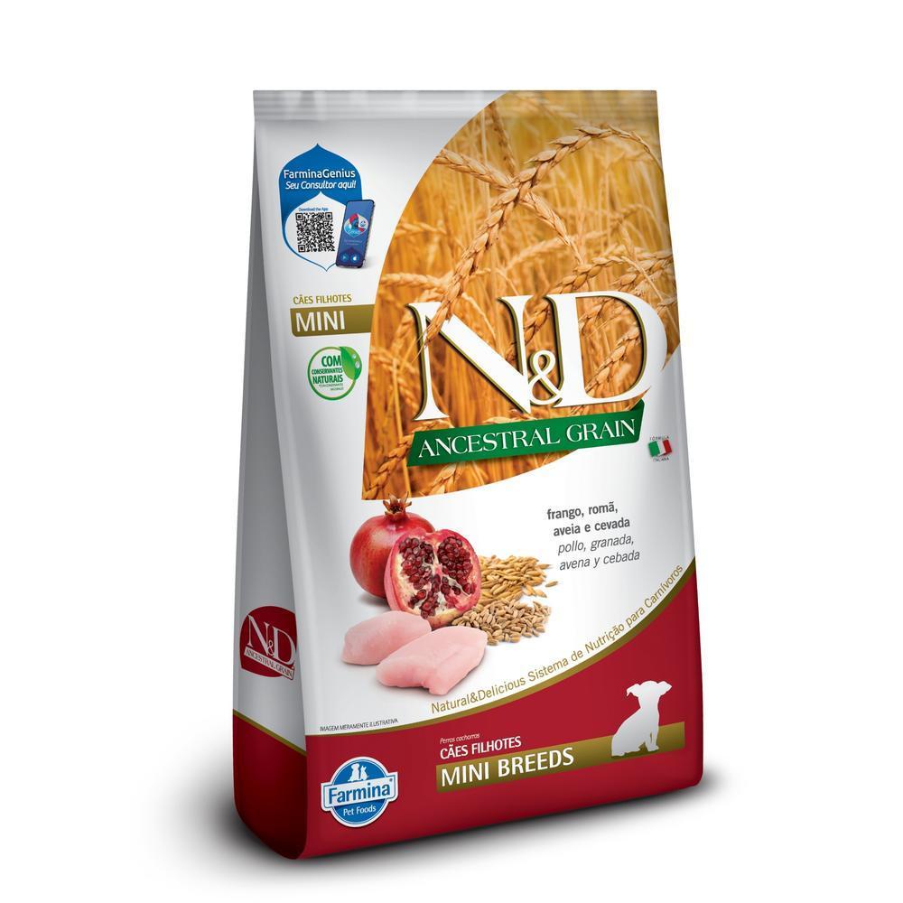 N&D Ancestral para Cães Filhotes de Raças Mini e Pequenas Sabor Frango, Romã, Aveia e Cevada 10,1Kg