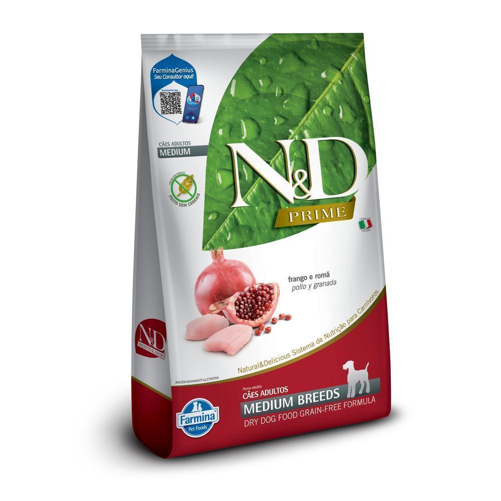 N&D Prime para Cães Adultos de Raças Médias Sabor Frango e Romã 10,1Kg
