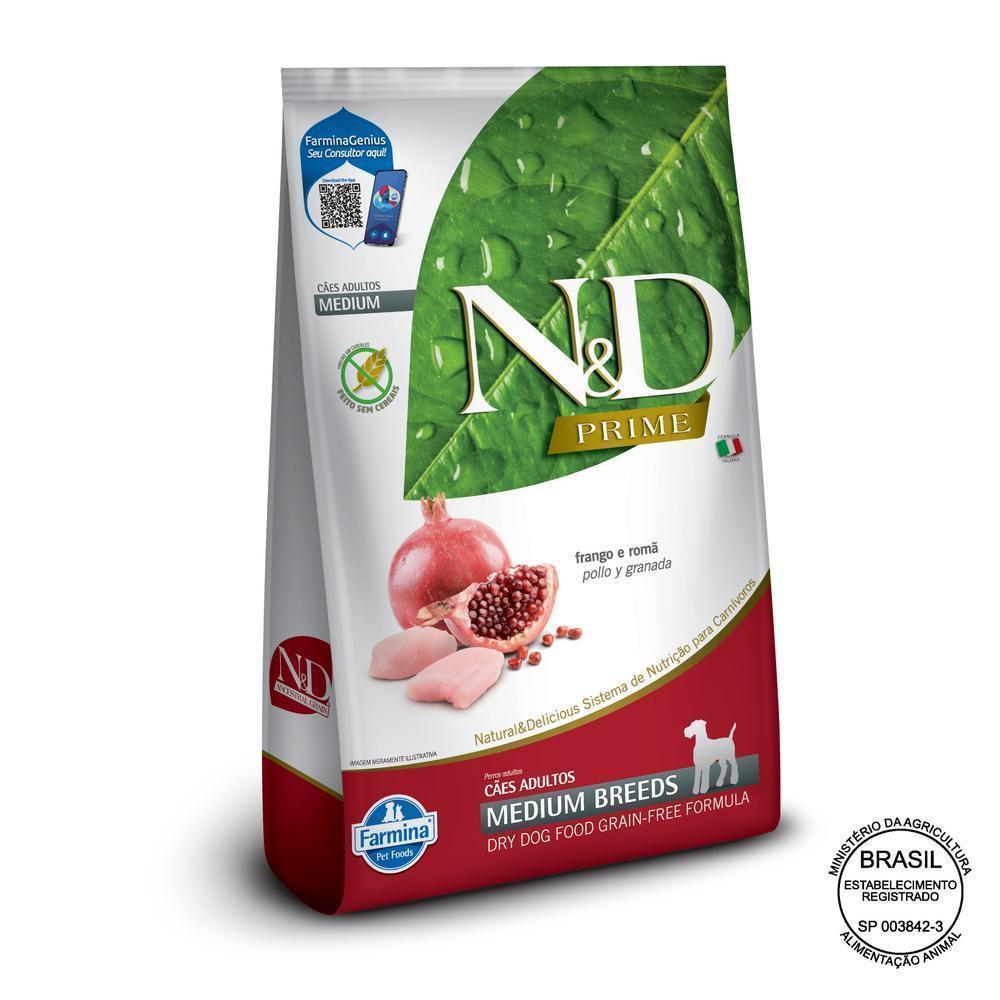 N&D Prime para Cães Adultos de Raças Médias Sabor Frango e Romã 10,1Kg