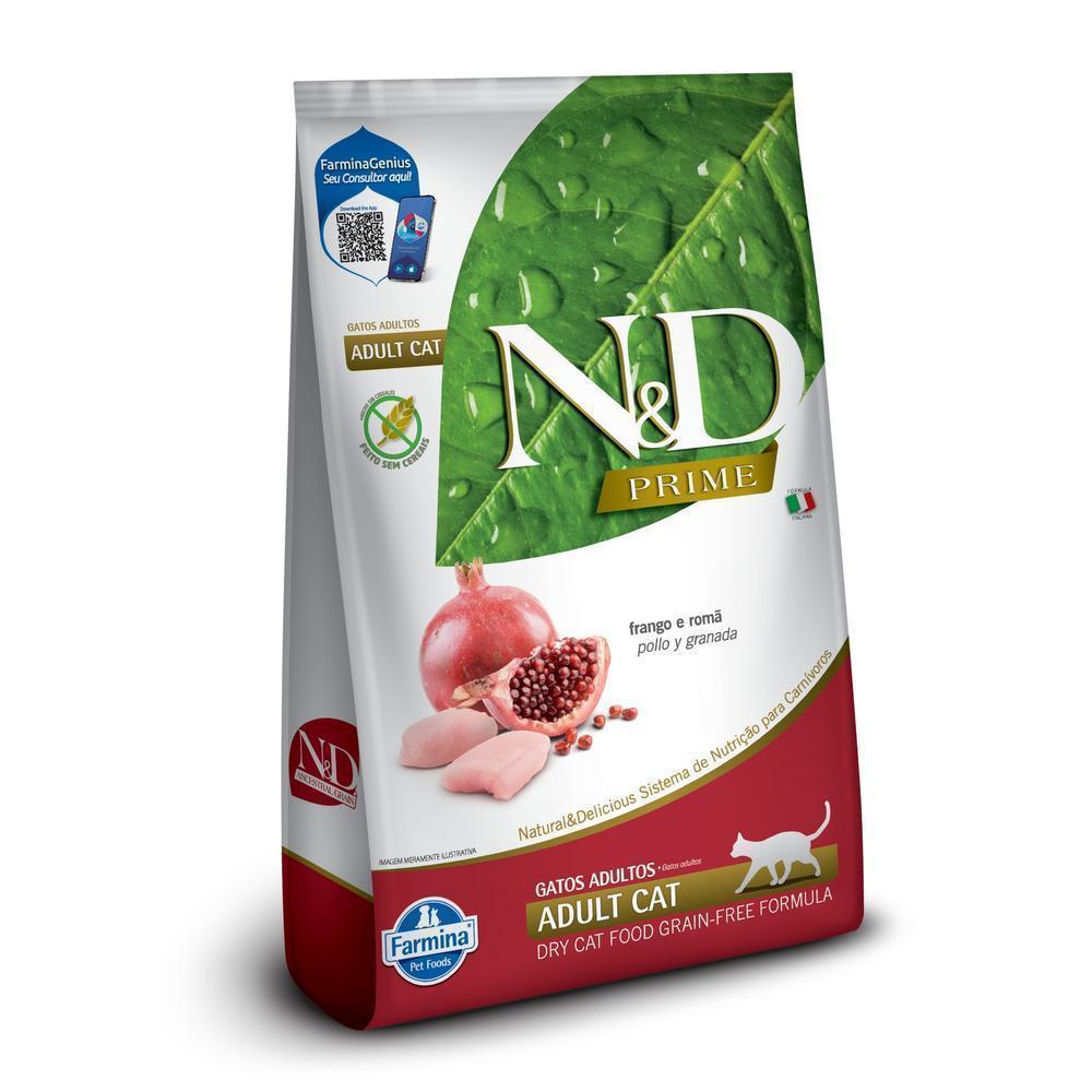 N&D Prime para Gatos Adultos de Todas as Raças Sabor Frango e Romã 7,5Kg