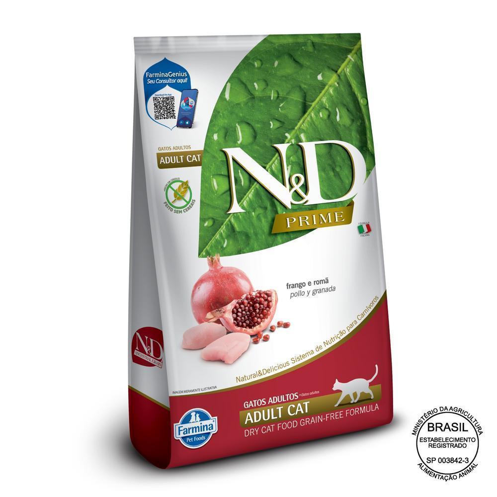 N&D Prime para Gatos Adultos de Todas as Raças Sabor Frango e Romã 7,5Kg