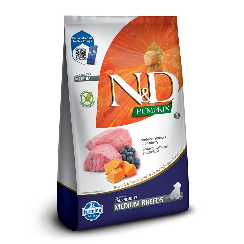 N&D Pumpkin para Cães Filhotes de Raças Médias Sabor Cordeiro, Abóbora e Blueberry 2,5Kg