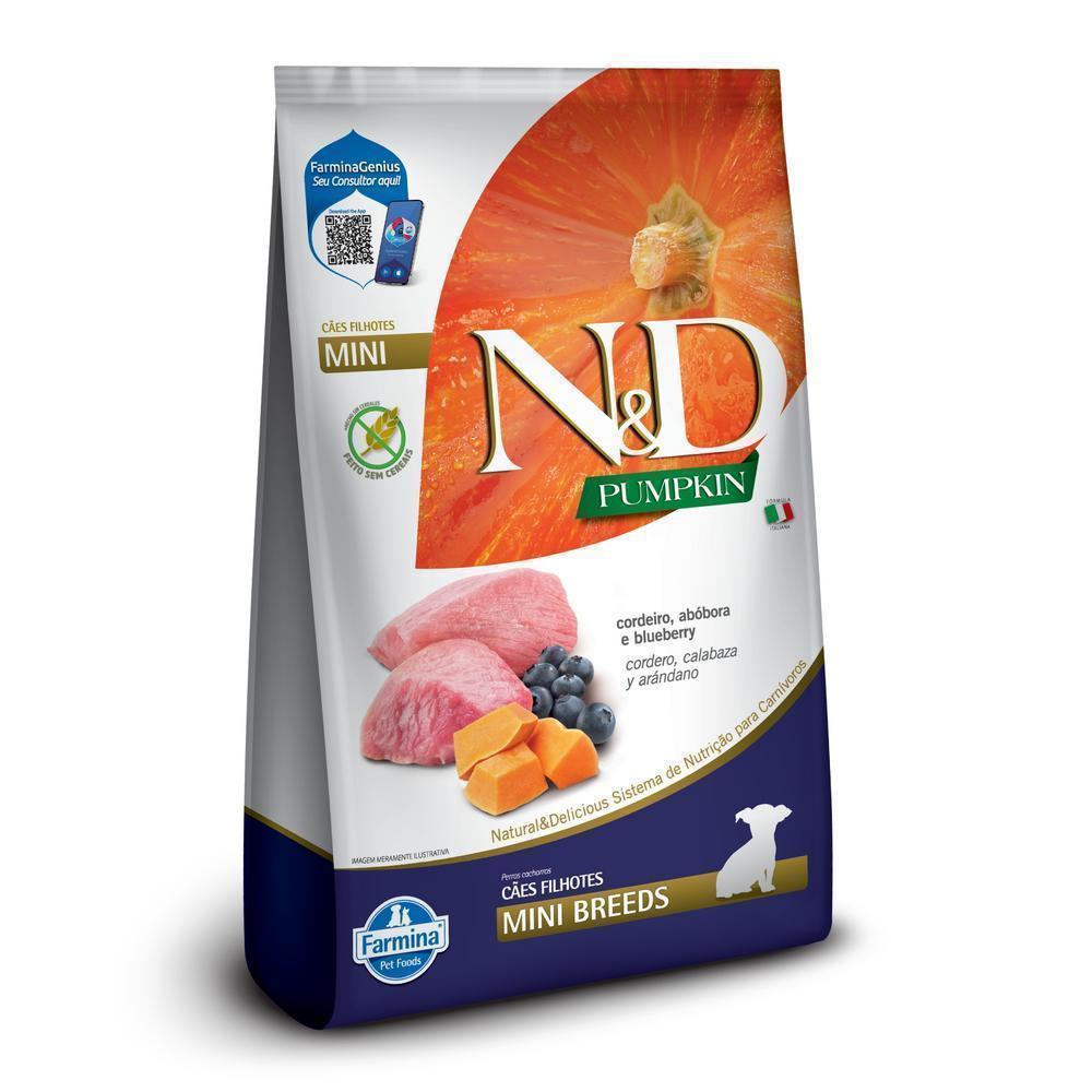 N&D Pumpkin para Cães Filhotes de Raças Mini e Pequenas Sabor Cordeiro, Abóbora e Blueberry 2,5Kg