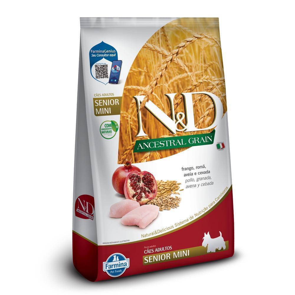 N&D Ancestral para Cães Idosos de Raças Mini e Pequenas Sabor Frango, Romã, Aveia e Cevada 2,5Kg