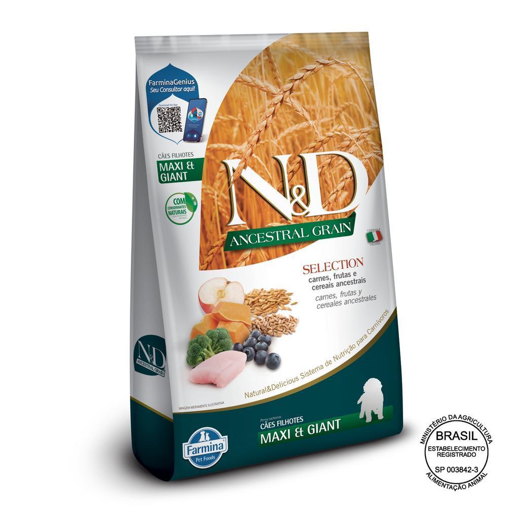 N&D Ancestral Selection para Cães Filhotes de Raças Grandes e Gigantes Sabor Frango, Frutas e Cereais Ancestrais 15Kg