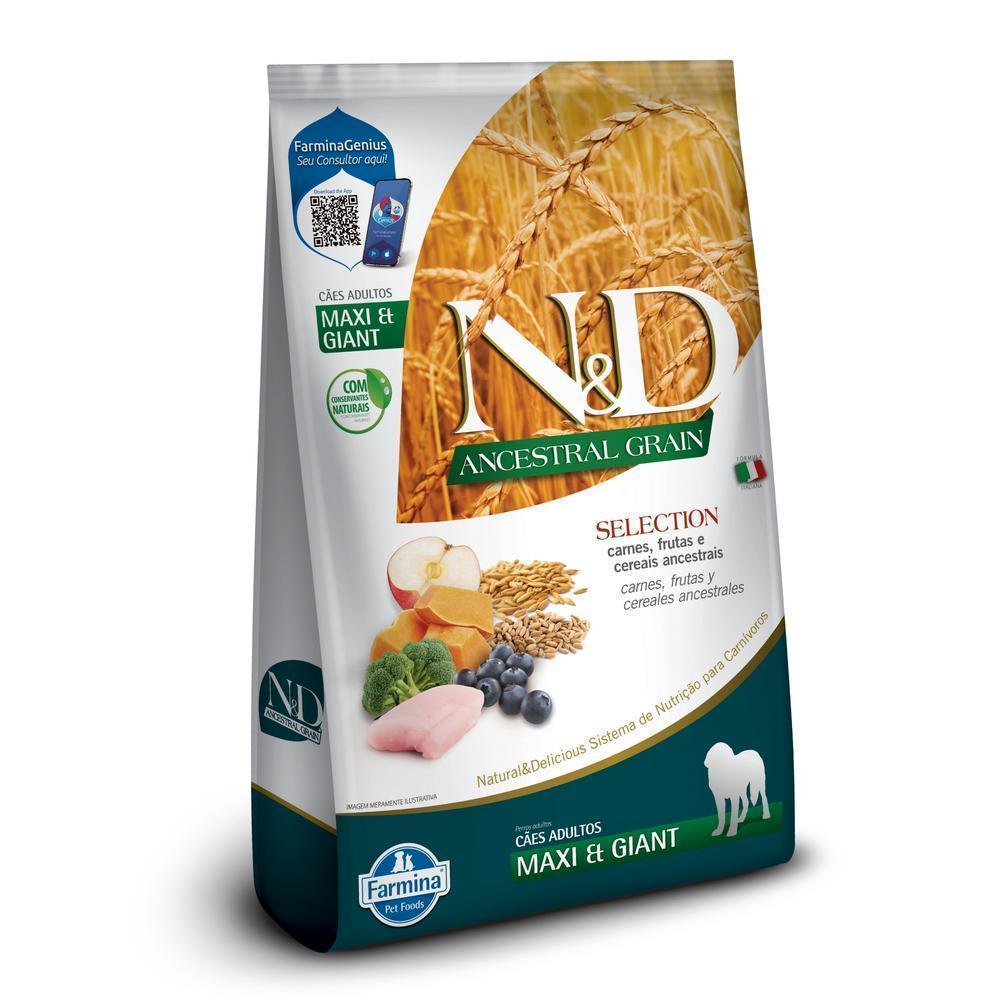 N&D Ancestral Selection para Cães Adultos de Raças Grandes e Gigantes Sabor Frango, Frutas e Cereais Ancestrais 15Kg