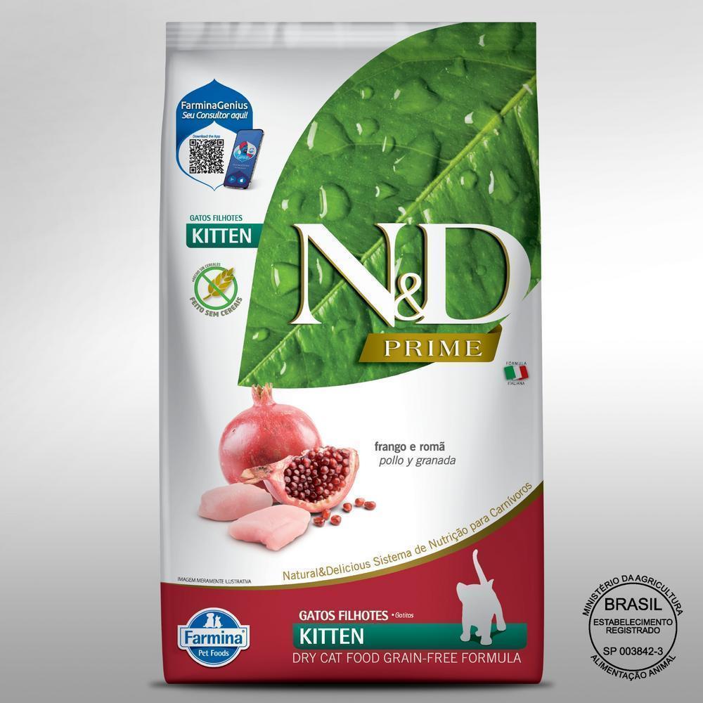 N&D Prime para Gatos Filhotes de Todas as Raças Sabor Frango e Romã 7,5Kg