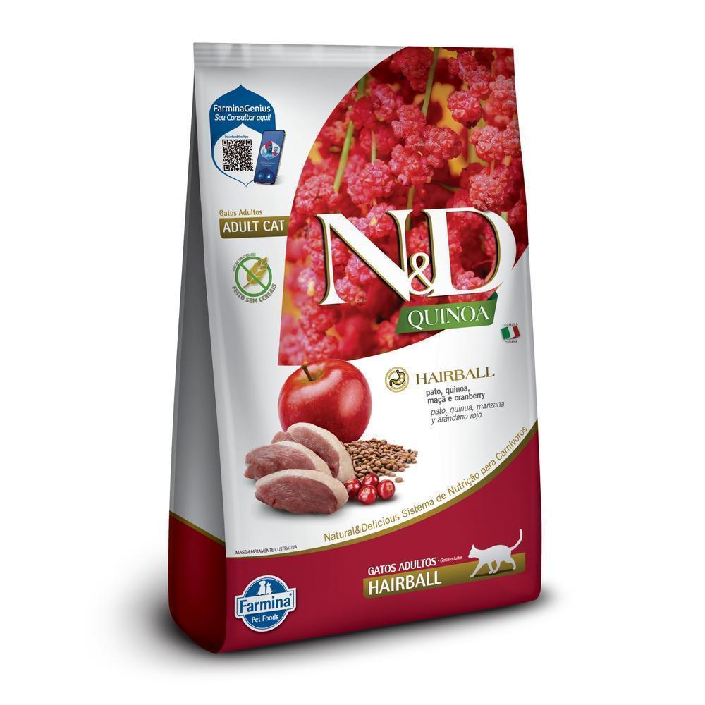 N&D Quinoa Hairball para Gatos Adultos de Todas as Raças Sabor Pato 400g