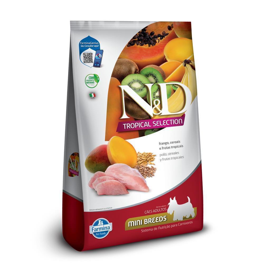 N&D Tropical para Cães Adultos de Raças Mini e Pequenas Sabor Frango, Cereais e Frutas Tropicais 12Kg