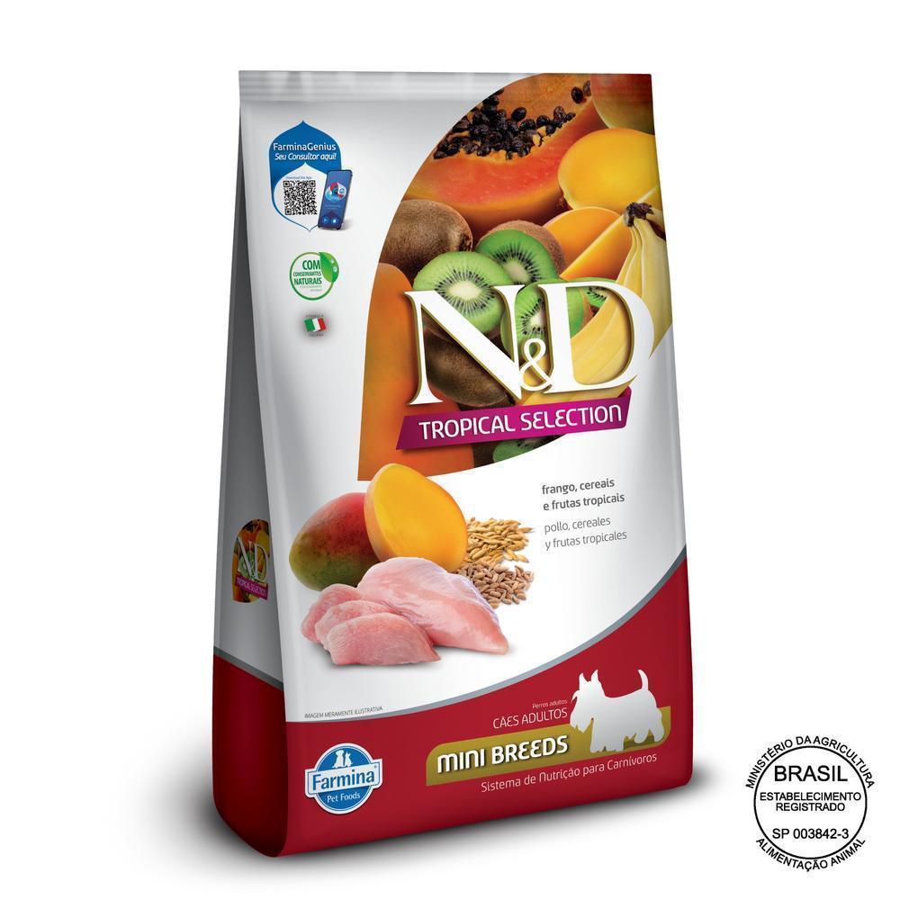 N&D Tropical para Cães Adultos de Raças Mini e Pequenas Sabor Frango, Cereais e Frutas Tropicais 12Kg
