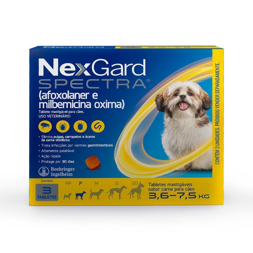 Antipulgas e Carrapatos NexGard Spectra para Cães de 3,6 a 7,5kg