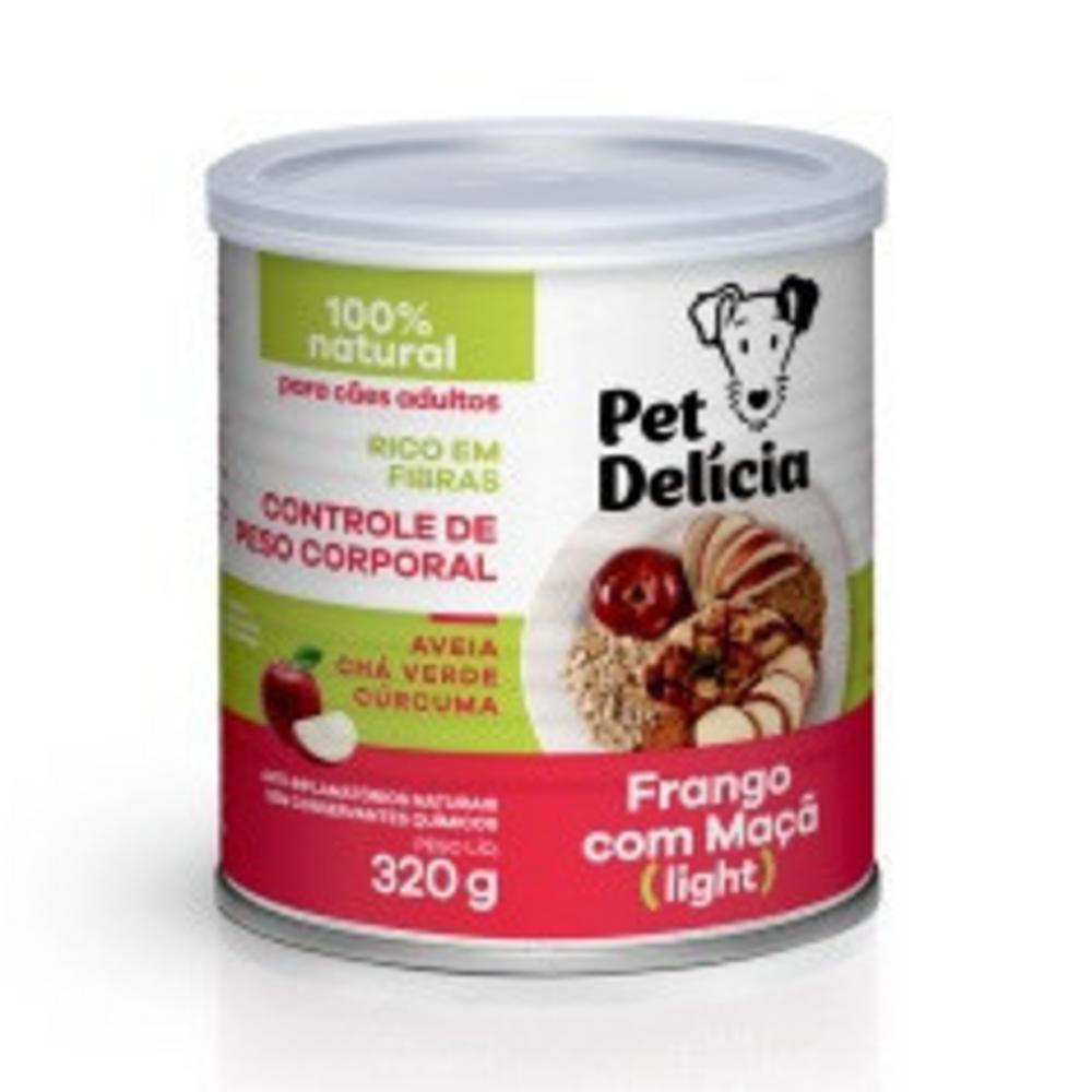 Ração Úmida Natural Pet Delícia Frango com Maçã Light para Cães Adultos 320 g
