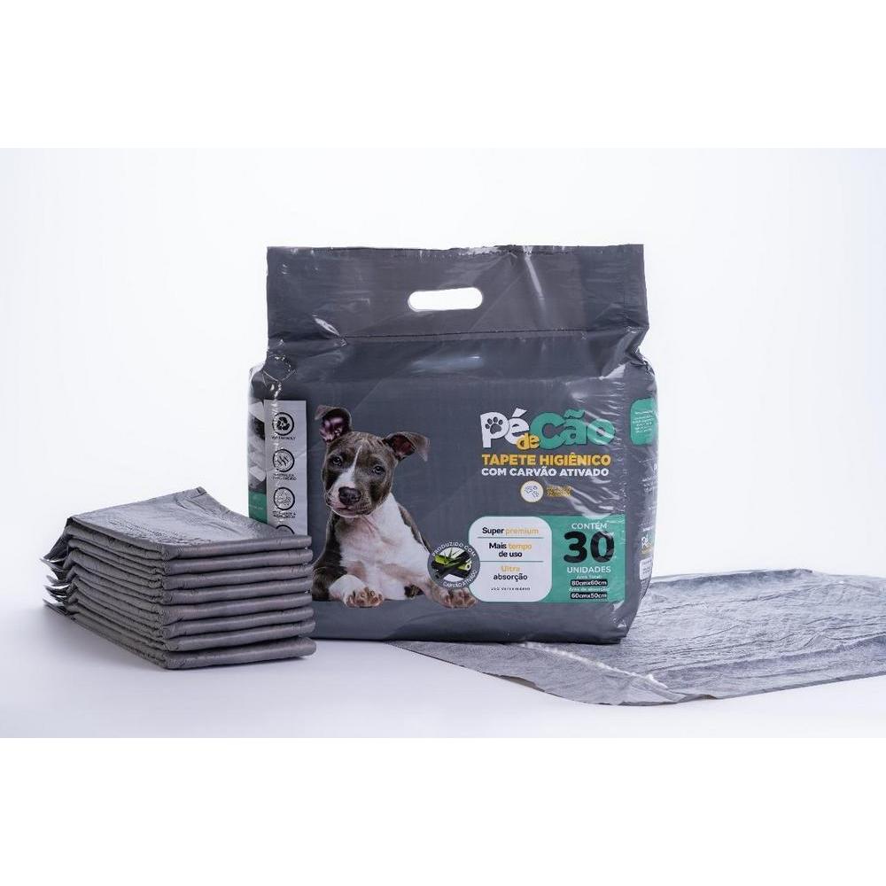 Tapete Higiênico com Carvão Ativado Pé de Cão 80x60 com 30 unidades